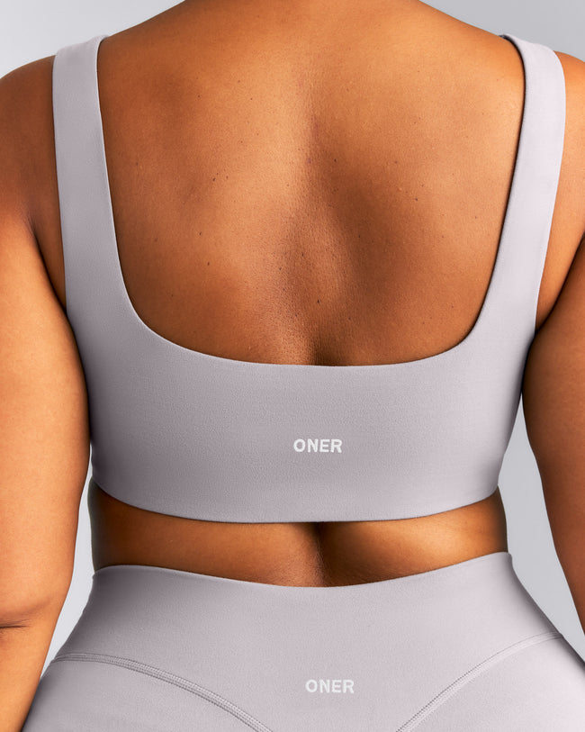 SoftMotion™ Soft Square Neck Sports Bra | Zinc Gray