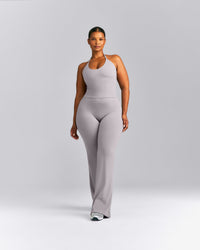 SoftMotion™ Strappy Halter Neck Mid Tank Top with Built in Bra Shelf New Branding | Zinc Grey