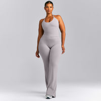 SoftMotion™ Strappy Halter Neck Mid Tank Top with Built in Bra Shelf New Branding | Zinc Grey