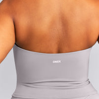 SoftMotion™ Strappy Halter Neck Mid Tank Top with Built in Bra Shelf New Branding | Zinc Grey