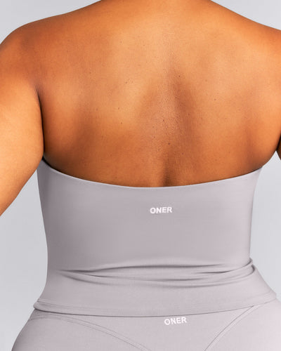 SoftMotion™ Strappy Halter Neck Mid Tank Top with Built in Bra Shelf New Branding | Zinc Grey