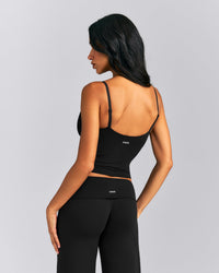 SoftMotion™ V Neck Mid Tank Top with Built in Bra Shelf New Branding | Black