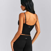 SoftMotion™ V Neck Mid Tank Top with Built in Bra Shelf New Branding | Black