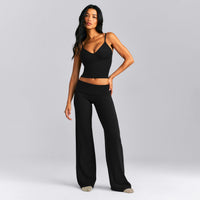 SoftMotion™ V Neck Mid Tank Top with Built in Bra Shelf New Branding | Black