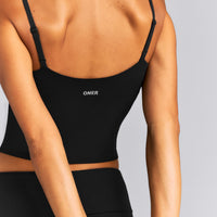 SoftMotion™ V Neck Mid Tank Top with Built in Bra Shelf New Branding | Black