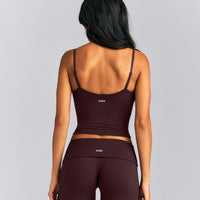 SoftMotion™ V Neck Mid Tank Top with Built in Bra Shelf New Branding | Plum Brown