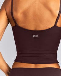 SoftMotion™ V Neck Mid Tank Top with Built in Bra Shelf New Branding | Plum Brown