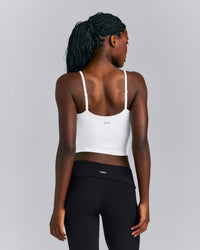 SoftMotion™ V Neck Mid Tank Top with Built in Bra Shelf New Branding | White