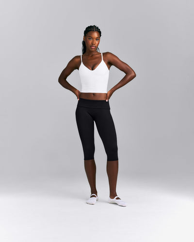 SoftMotion™ V Neck Mid Tank Top with Built in Bra Shelf New Branding | White