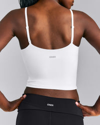 SoftMotion™ V Neck Mid Tank Top with Built in Bra Shelf New Branding | White