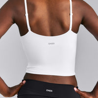 SoftMotion™ V Neck Mid Tank Top with Built in Bra Shelf New Branding | White