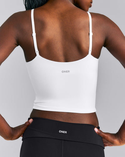SoftMotion™ V Neck Mid Tank Top with Built in Bra Shelf New Branding | White