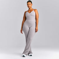 SoftMotion™ V Neck Mid Tank Top with Built in Bra Shelf New Branding | Zinc Grey