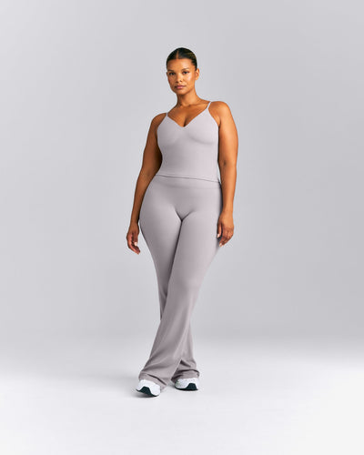 SoftMotion™ V Neck Mid Tank Top with Built in Bra Shelf New Branding | Zinc Grey