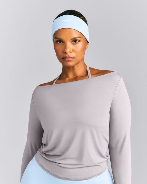 SoftMotion™ Headband with White Logo | Mist Blue