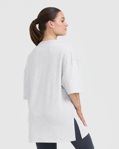 Classic Oner Graphic Longline T Shirt Light Grey Marl Oner Active CA