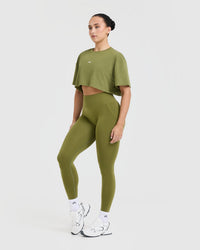 Classic Oner Graphic Crop Lightweight T-Shirt | Olive Green
