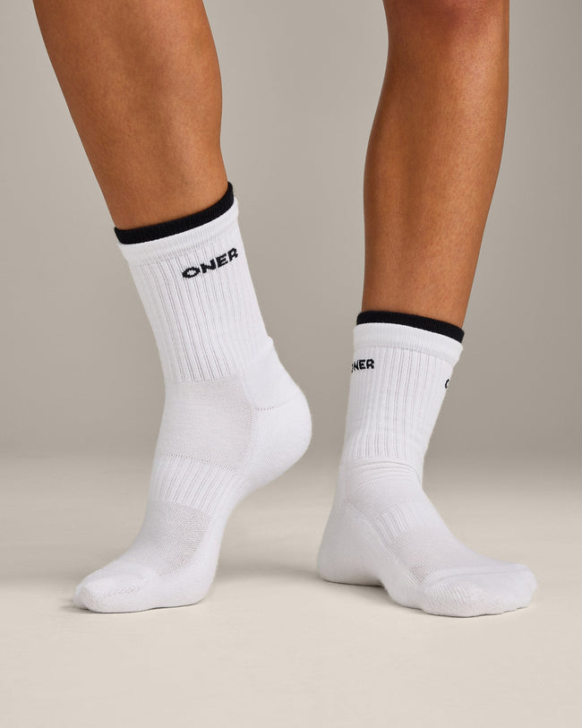Double Layer Crew Socks 2 Pack | White