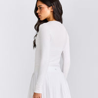 Mellow™ Rib Mid Long Sleeve Cardigan | White