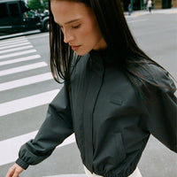 Cropped Bomber Jacket | Emerald Noir