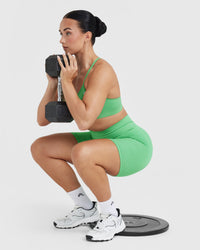 EffortlessLift™ Seamless Cycling Shorts with White Logo | Jade