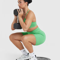 EffortlessLift™ Seamless Cycling Shorts with White Logo | Jade