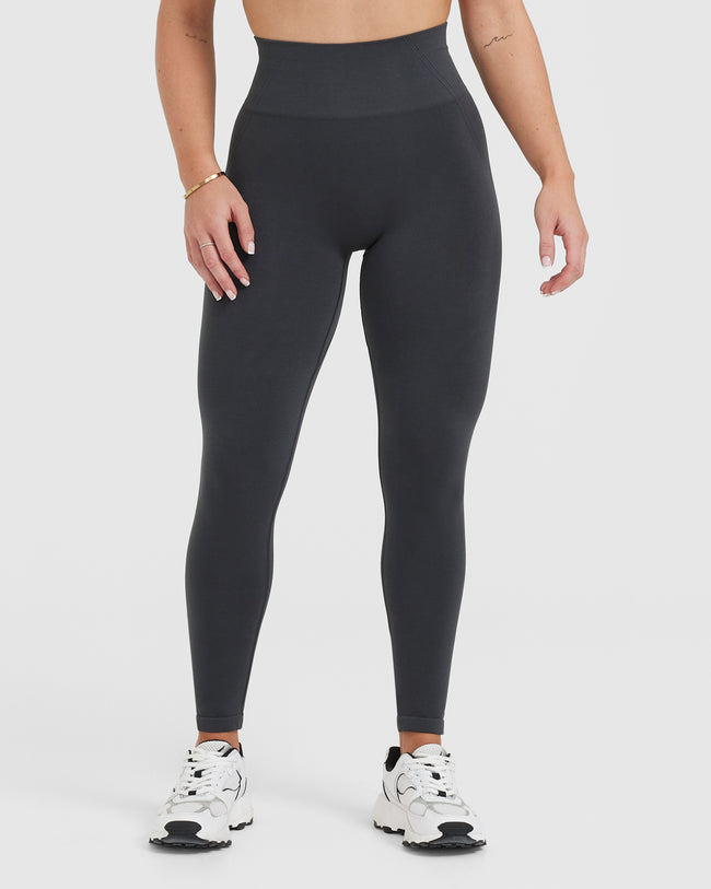 Charcoal High Waisted Stretch Leggings With Side Stripe