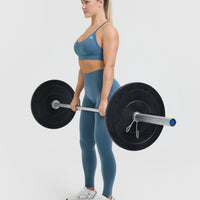 EffortlessLift™ Seamless Leggings with White Logo | Moonstone Blue