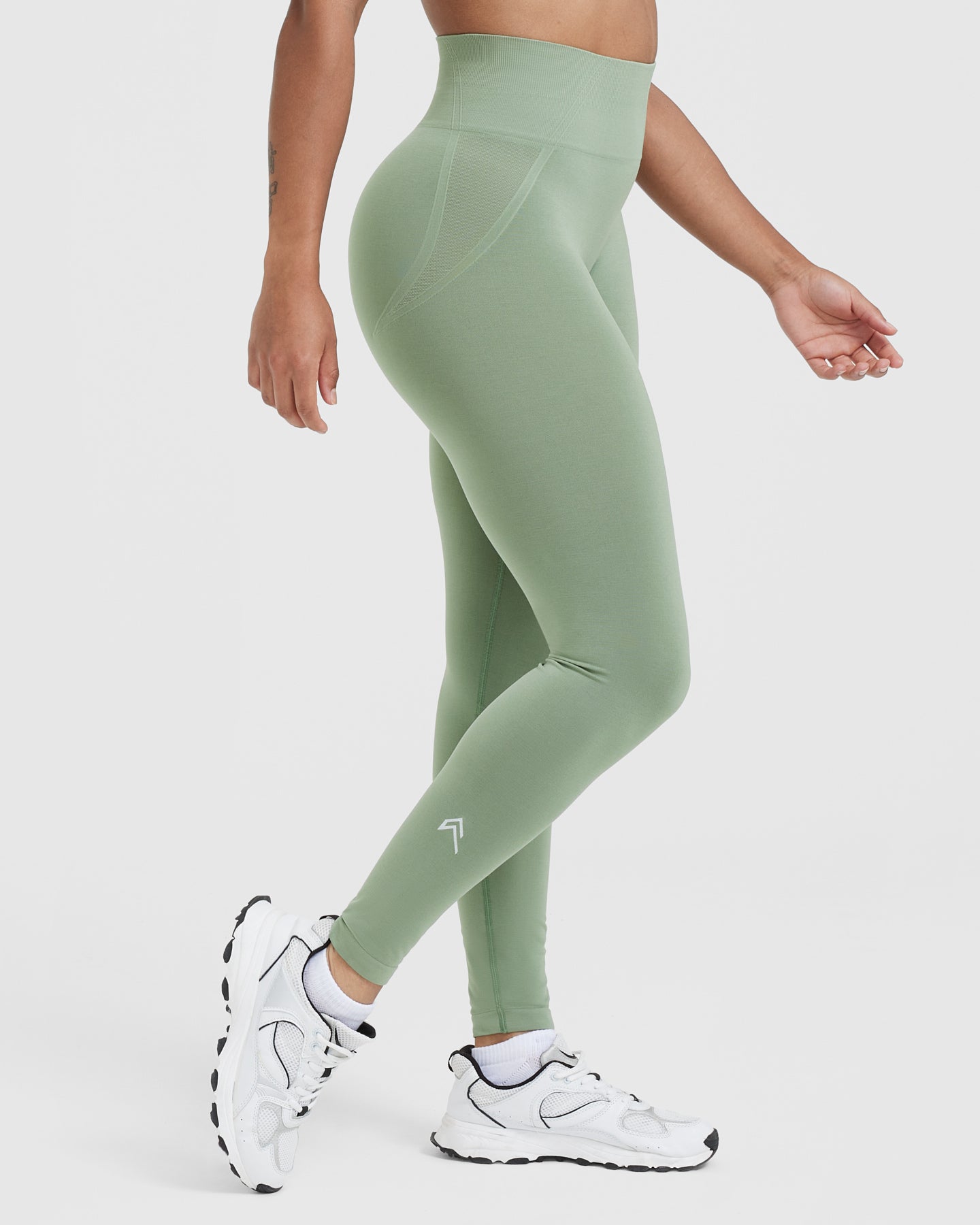 BEST Leggings With Crossover Waist in Sage Grey