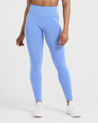 EffortlessLift™ Seamless Leggings with White Logo | Light Denim