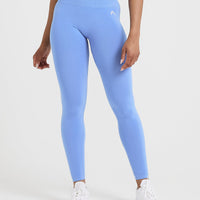 EffortlessLift™ Seamless Leggings with White Logo | Light Denim