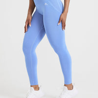 EffortlessLift™ Seamless Leggings with White Logo | Light Denim