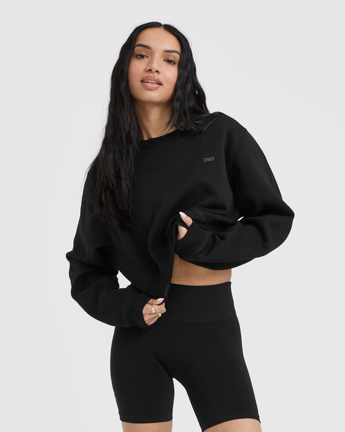 Oner Modal Foundations Crop Sweatshirt | Black