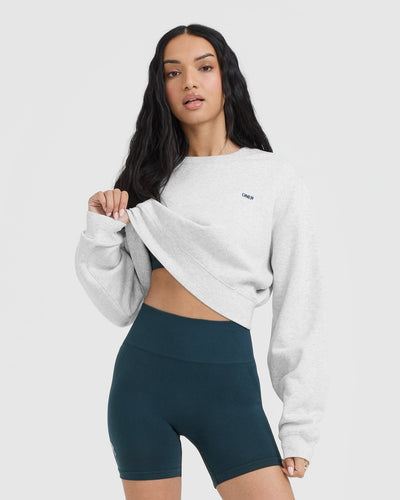 Foundations Crop Sweatshirt | Light Grey Marl