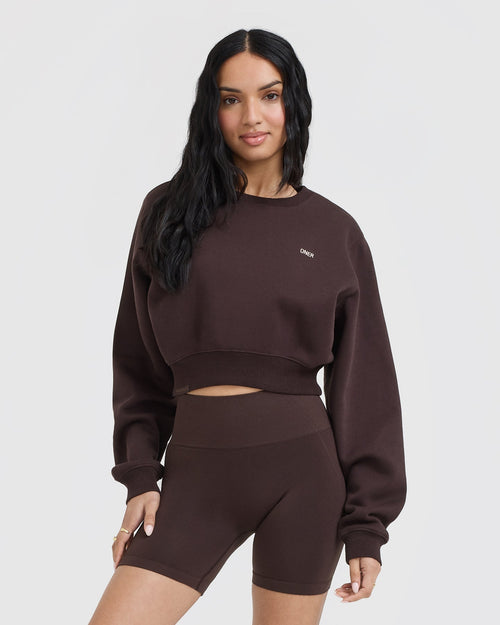 Oner Modal Foundations Crop Sweatshirt | Plum Brown