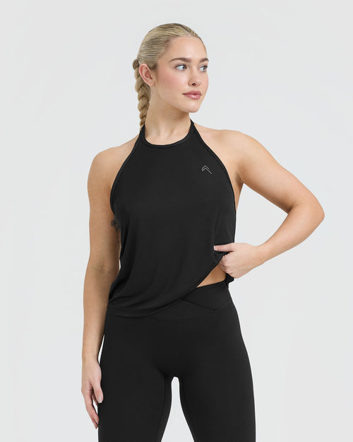 Oner Modal Go To High Neck Loose Crop Vest | Black