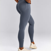 EffortlessLift™ Seamless Leggings with Grey Logo | Light Granite Blue