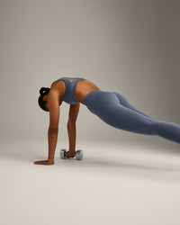 EffortlessLift™ Seamless Leggings with Grey Logo | Light Granite Blue