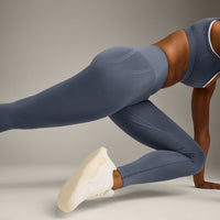 EffortlessLift™ Seamless Leggings with Grey Logo | Light Granite Blue