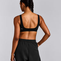 EffortlessLift™ Square Neck Sports Bra with Grey Logo | Black
