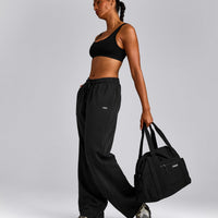 EffortlessLift™ Square Neck Sports Bra with Grey Logo | Black