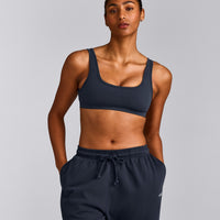 EffortlessLift™ Square Neck Sports Bra with Grey Logo | True Blue