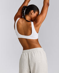 EffortlessLift™ Square Neck Sports Bra with Grey Logo | White