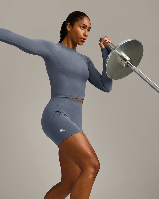 Oner Seamless Fitted Long Sleeve Top | Dark Granite Blue