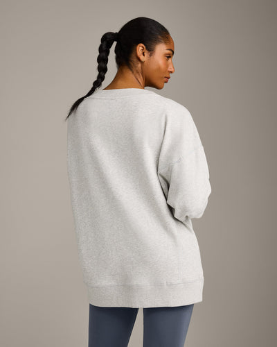 Cotton Vintage Lounge V Neck Sweatshirt | Light Grey Marl