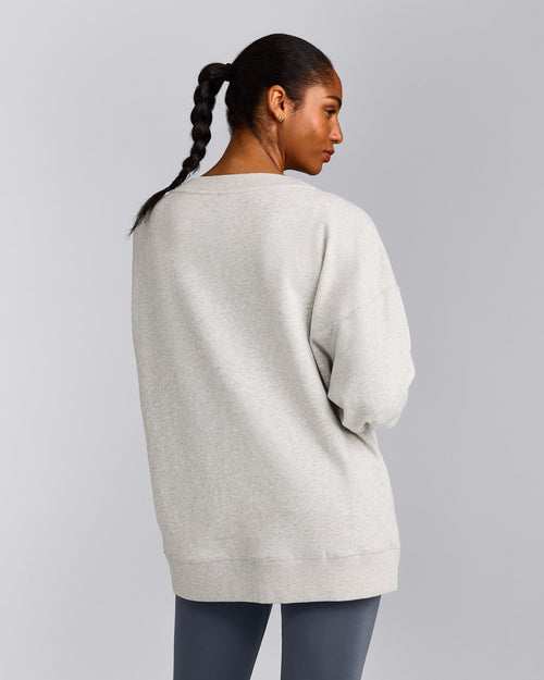 Cotton Vintage Lounge V Neck Sweatshirt | Light Gray Marl