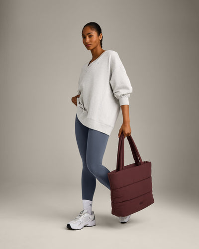 Cotton Vintage Lounge V Neck Sweatshirt | Light Grey Marl