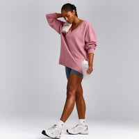 Cotton Vintage Lounge V Neck Sweatshirt | Orchid Haze
