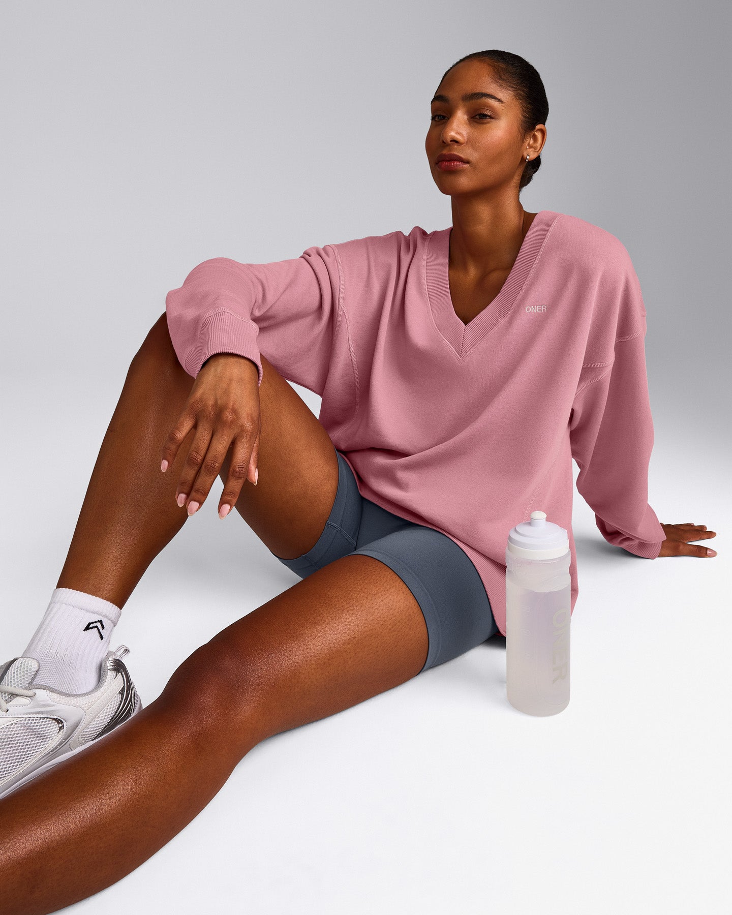 Cotton Vintage Lounge V Neck Sweatshirt | Orchid Haze