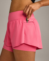 UnifiedMove Double Layer Shorts 5" with Reflective Logo | Hot Girl Pink